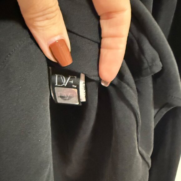 Diane von Furstenberg Lucia Lace Bib Silk Black Blouse Size 4 - Picture 5 of 9